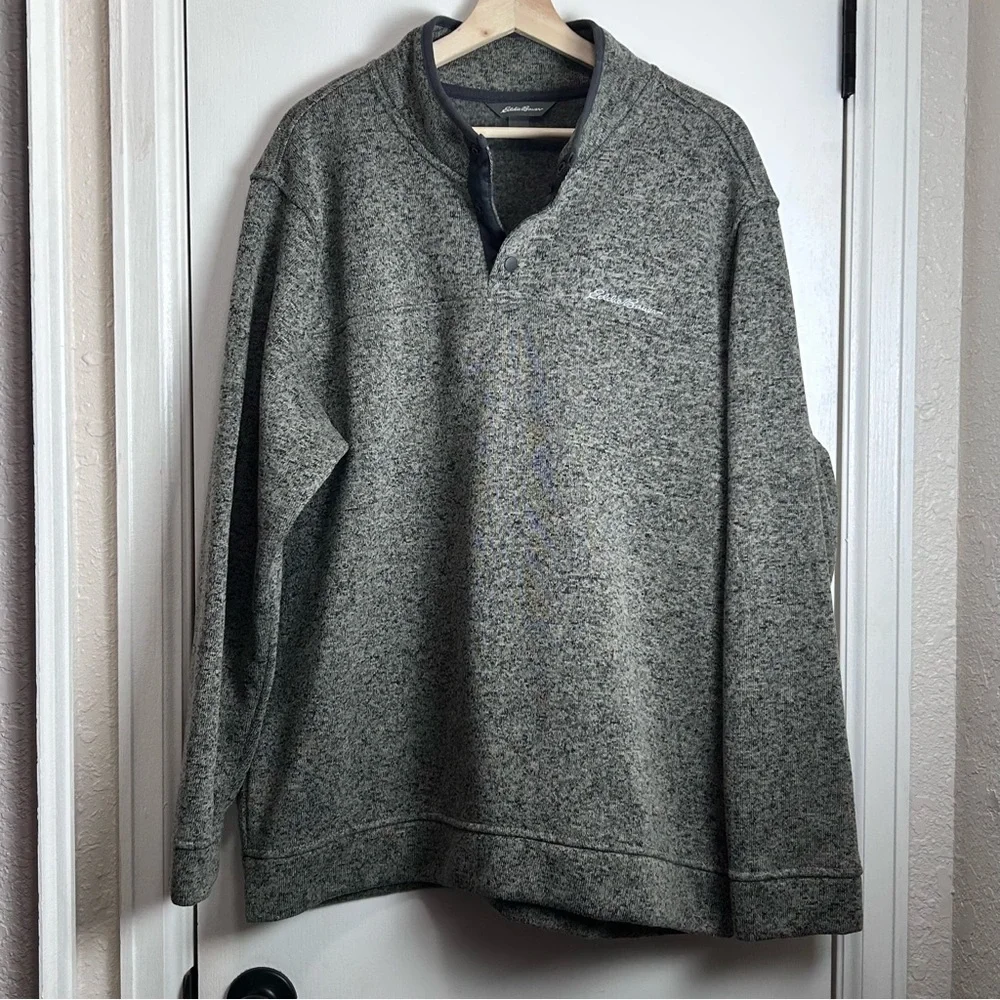 Eddie Bauer Men's XXL Radiator Fleece Snap Mock Pullover Green Marled - Picture 3 of 8